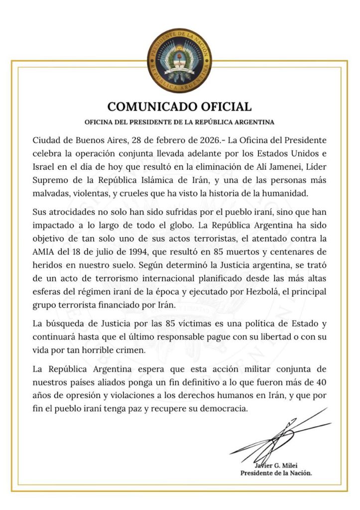 oficina presidente argentina iran