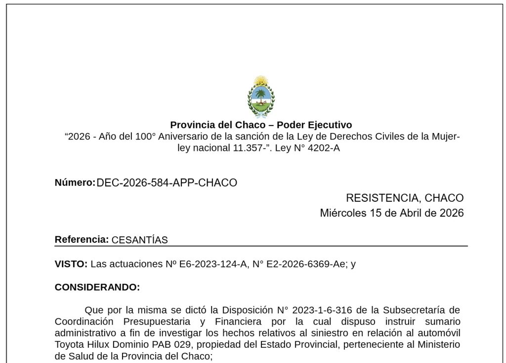 politica chaco cesantia